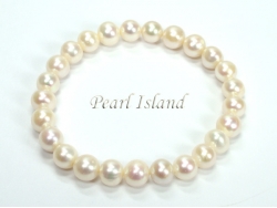 Classic White Roundish Pearl Elastic Bracelet 6-7mm