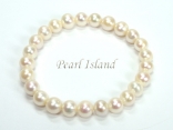 Classic White Roundish Pearl Elastic Bracelet 7-8mm