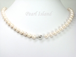 Classic White Roundish Pearl Necklace with Magnetic Clasp 8-8.5mm