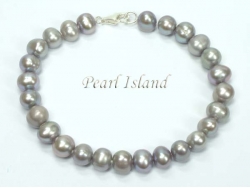 Classic Grey Roundish Pearl Bracelet 7-7.5mm