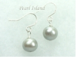 Classic Silver Grey Roundish Pearl Earrings 7-7.5mm