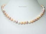 Harmony Lavender Peach White Roundish Pearl Necklace_7-8mm