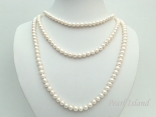 64 Inch Countessa Cream White Near Round Pearl Long Rope Necklace 6-7mm