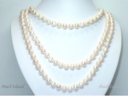 67 Inch Countessa White Circle Pearl Long Rope Necklace 8-9mm