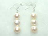 Bridal Pearls - Countessa White Circle Pearl Earrings with 3 pearls