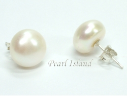 Bridal Pearls - Countessa White Roundish Pearl Stud Earrings 10-11mm