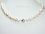 Countessa White Circle Pearl Necklace with Magnetic Clasp 