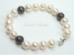 Countessa Black White Circle Pearl Bracelet 9-10mm