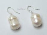 Countessa Large White Baroque Pearl Earrings 10x15mm