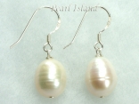 Countessa Large White Oval Pearl Earrings (12mm) 