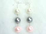 Bridal Pearls - Utopia Pink Grey White Shell Pearl Earrings