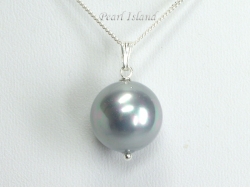 Utopia Silver Grey Shell Pearl Pendant 14mm