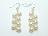 Bridal Pearls - Elegance White Oval Pearl Earrings with 7 pearls