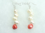 Elegance Red White Pearl Earrings