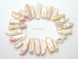 Dragon Tooth Pink & White Big Biwa Pearl Bracelet 18-26mm
