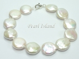 Bridal Pearls - Art Deco White Coin Pearl Bracelet 13-14mm