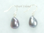 Enchanting Silver Grey Baroque Pearl Earrings