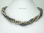 Trinity 3-Row Black G Baroque Pearl Necklace