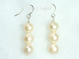 Prestige White Pearl Earrings with three pearls 8-8.5mm