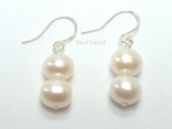 Prestige White Pearl Earrings with two pearls 8-8.5mm