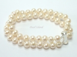 Bridal Pearls - Prestige 2 Strand White Pearl Bracelet 8-8.5mm