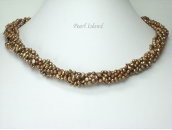 Miniature 6-Row Brown Baroque Pearl Necklace