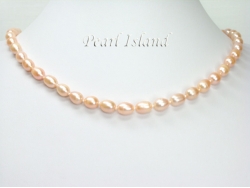 Petite Peach Oval Pearl Necklace 7-8mm