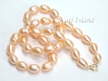 9ct Gold Petite Peach Oval Pearl Necklace 7-8mm