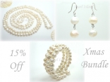 Ardent White Baroque Pearl Earrings Bracelet Necklace Set
