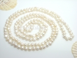 63 Inch White Baroque Pearl Rope Necklace 8-9mm