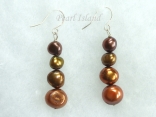 Ardent Chocolate Brown Baroque Pearl Dangle Earrings 6-8mm