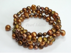 Ardent Chocolate Brown Baroque Pearl Bracelet 6-8mm