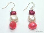 Ardent Pink W Baroque Pearl Earrings 6-10mm