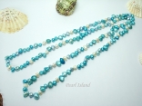 44 inch Ardent Turquoise & White Baroque & Blister Pearl Rope Necklace