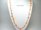 42 Inc Ardent Orange W Baroque & Blister Pearl Rope Necklace
