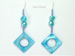 Joie de vivre Blue Pearl & Shell Earrings
