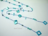 Joie de vivre Blue Pearl & Shell Open Rope Necklace