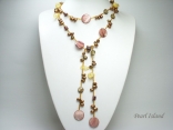 Joie de vivre Brownish Long Pearl & Shell Open Necklace