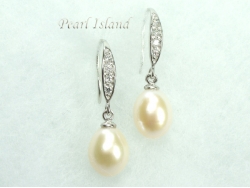 White Drop Pearl Earrings 8x11mm