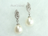 Large White Pearl Earrings 10x11mm