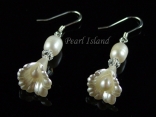 Petite Ivory Freshwater Pearl in Bell Flower Earrings
