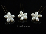 Countessa Freshwater Pearl Flower Hair Pins x 3