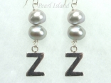 Personalised Silver Grey Baroque Pearl Earrings