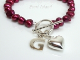 Personalised Red Baroque Pearl Bracelet with T-bar Clasp