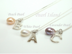 Sterling Silver Initial Freshwater Pearl Pendant Necklace