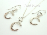 Sterling Silver Initial C Earring and Pendant Set