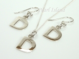 Sterling Silver Initial D Earring and Pendant Set