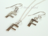Sterling Silver Initial F Earring and Pendant Set
