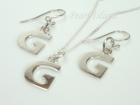 Sterling Silver Initial G Earring and Pendant Set