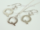 Sterling Silver Initial Q Earring and Pendant Set